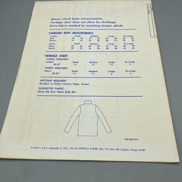 UNCUT Vintage Sewing PATTERN Stretch and Sew 625 by Ann Person, Ladies and Mens - Picture 2 of 2